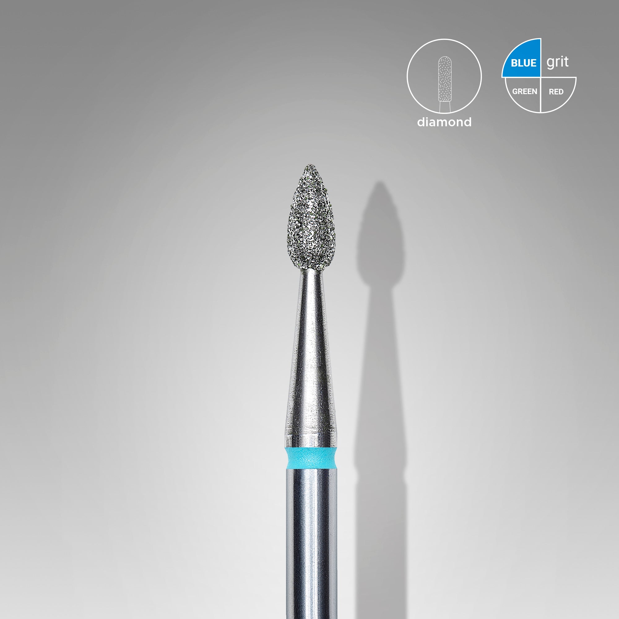 Diamond nail drill bit, "drop" , blue, head diameter 2,3 mm/ working part 5 mm image 0